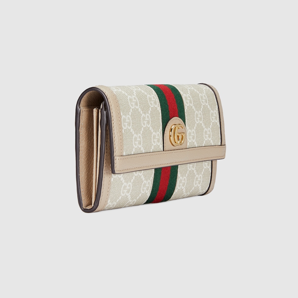 オフィディア〕GG コンチネンタルウォレット ・ベージュ＆ホワイト