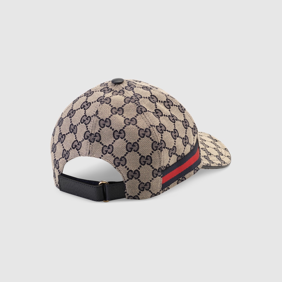 Original GG canvas baseball hat with Web in beige and blue