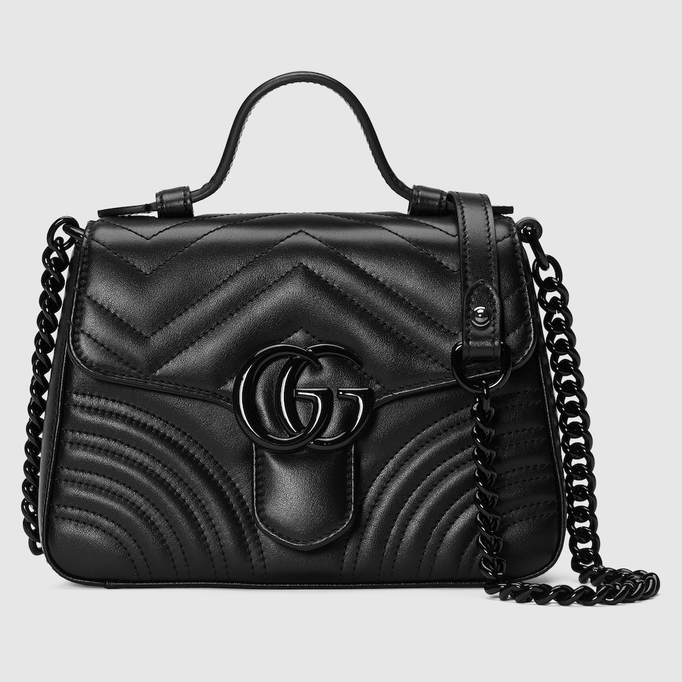 GG Marmont small top handle bag in black leather | GUCCI® US