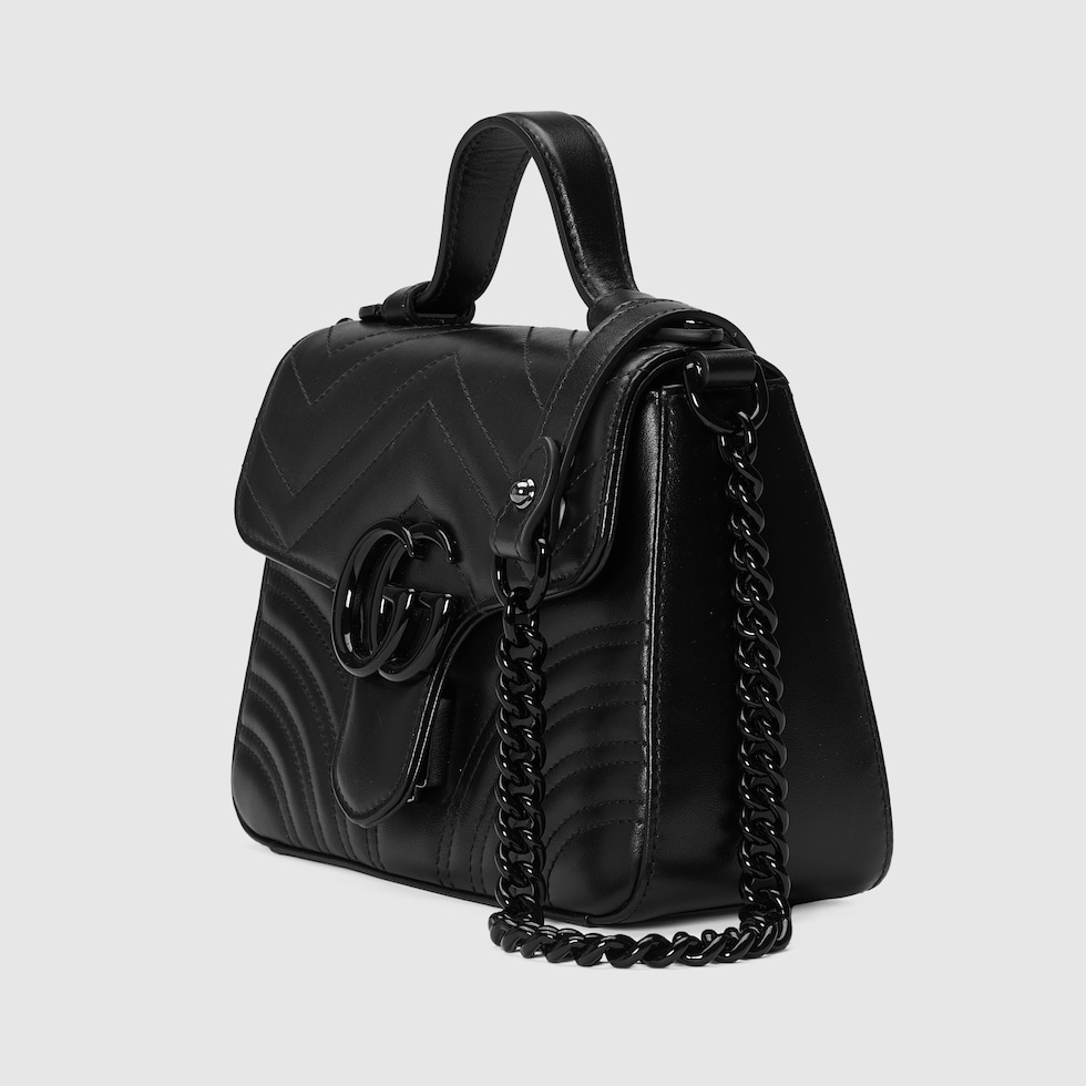 GG Marmont small top handle bag in black leather | GUCCI® US GG Marmont small top handle bag in black leather | GUCCI® US