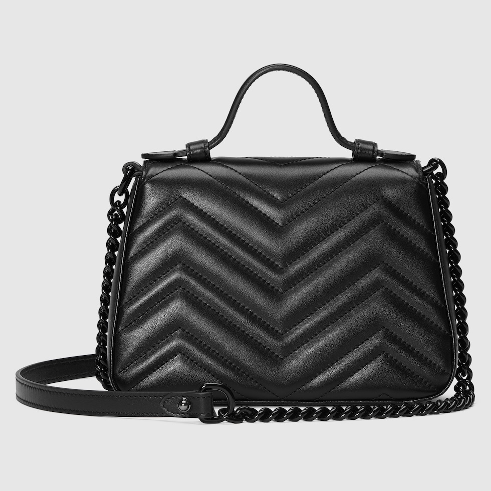 GG Marmont small top handle bag in black leather | GUCCI® US