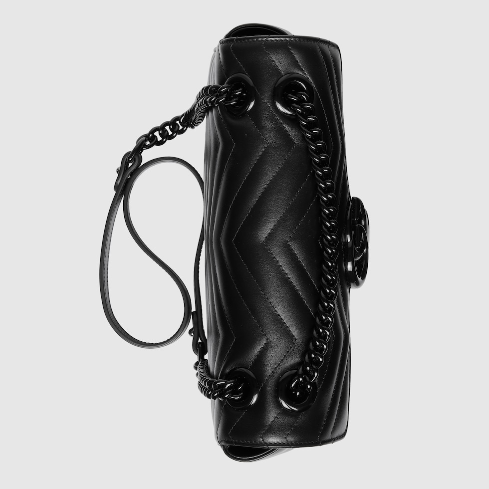 GGマーモント〕ミディアム ショルダーバッグ ・ブラック レザー