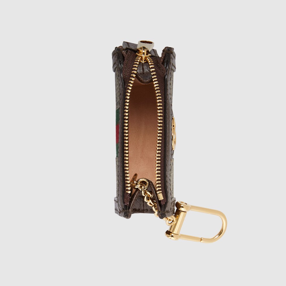 Ophidia coin purse with keychain in beige and ebony GG Supreme GUCCI® DK