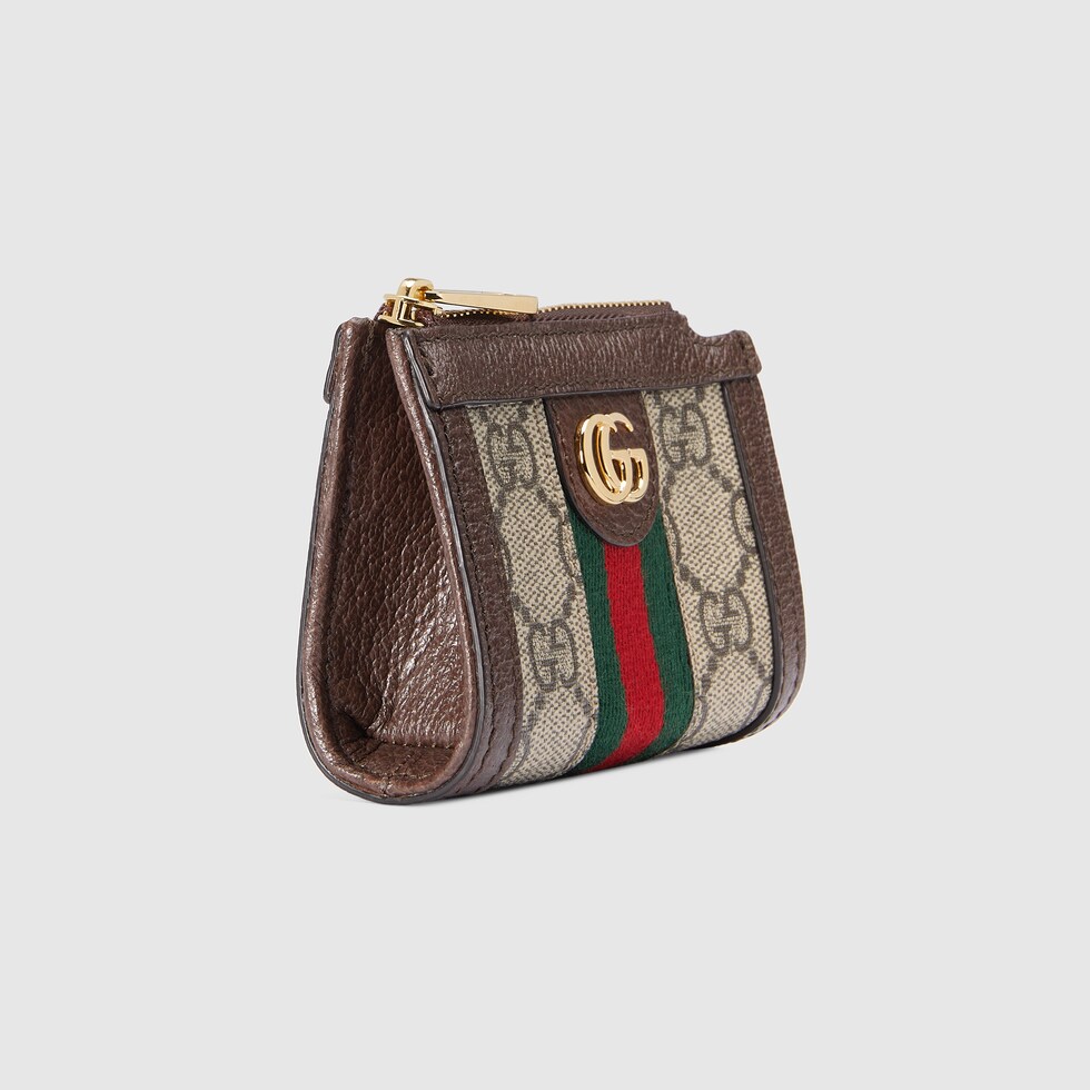Ophidia coin purse with keychain in beige and ebony GG Supreme GUCCI® DK