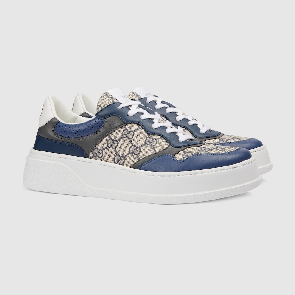 Men's GG sneaker in beige and blue Supreme | GUCCI® US