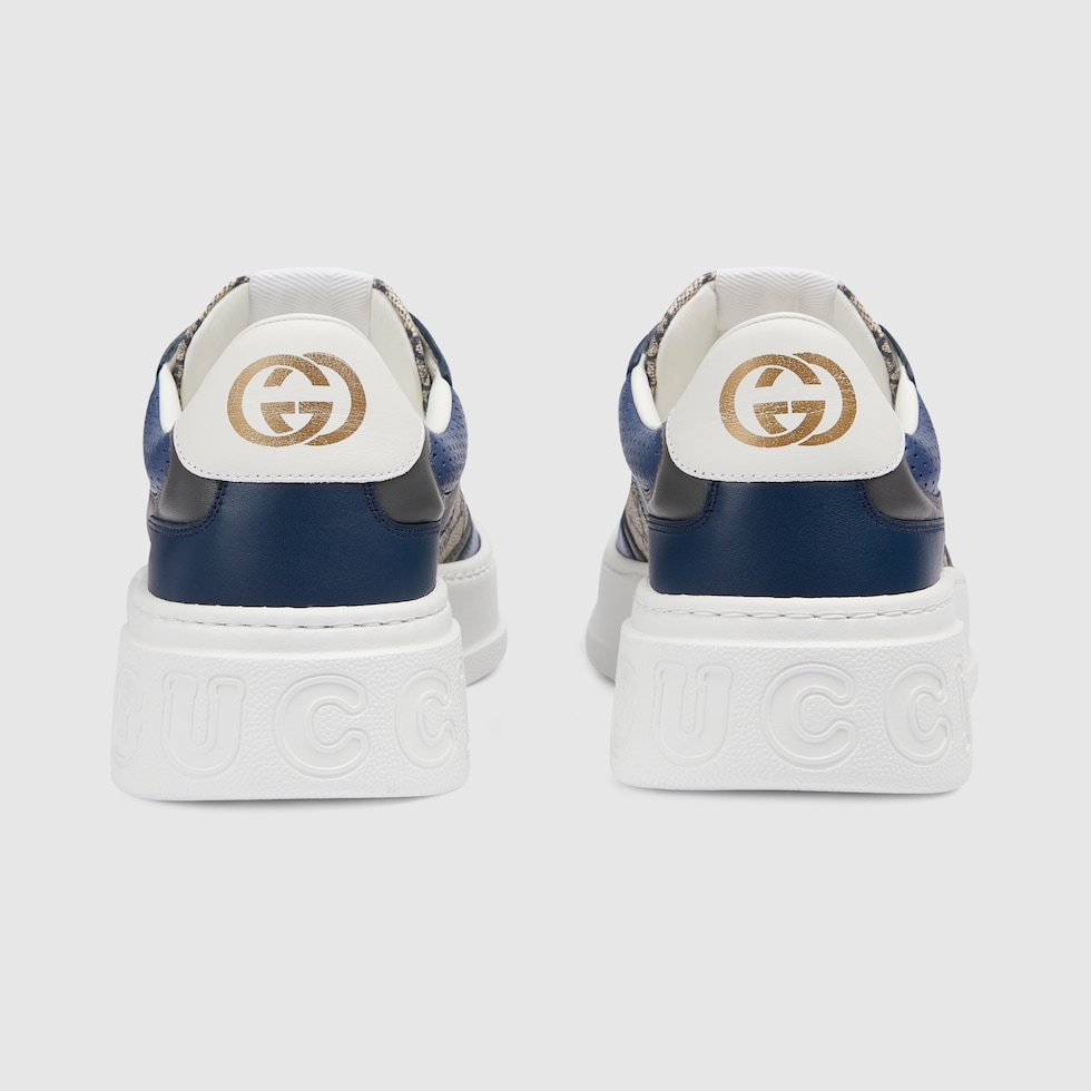 Men's GG sneaker in beige and blue Supreme | GUCCI® US