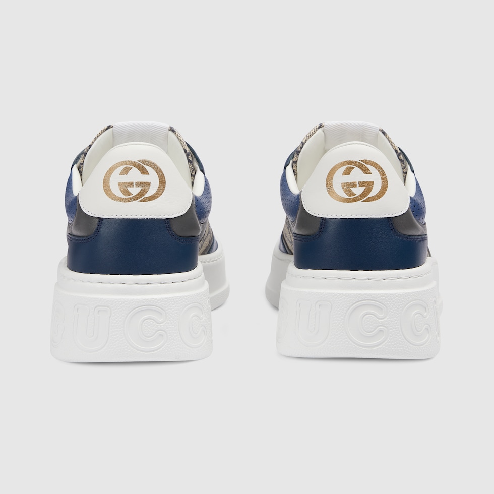 Men's chunky sneaker with GG in beige and blue Supreme