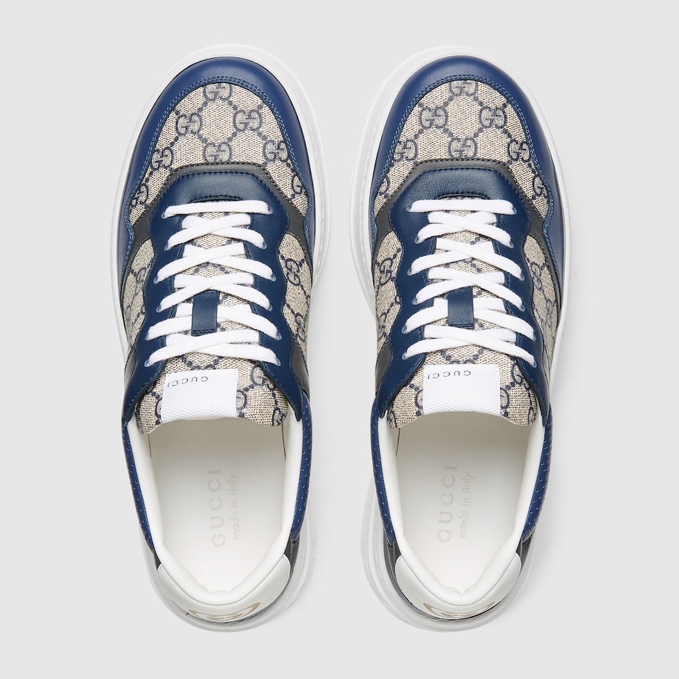 すぐ届く【GUCCI】 メンズ GG スニーカー ベージュ＆ブルー Men's chunky sneaker with GG in beige and blue Supreme