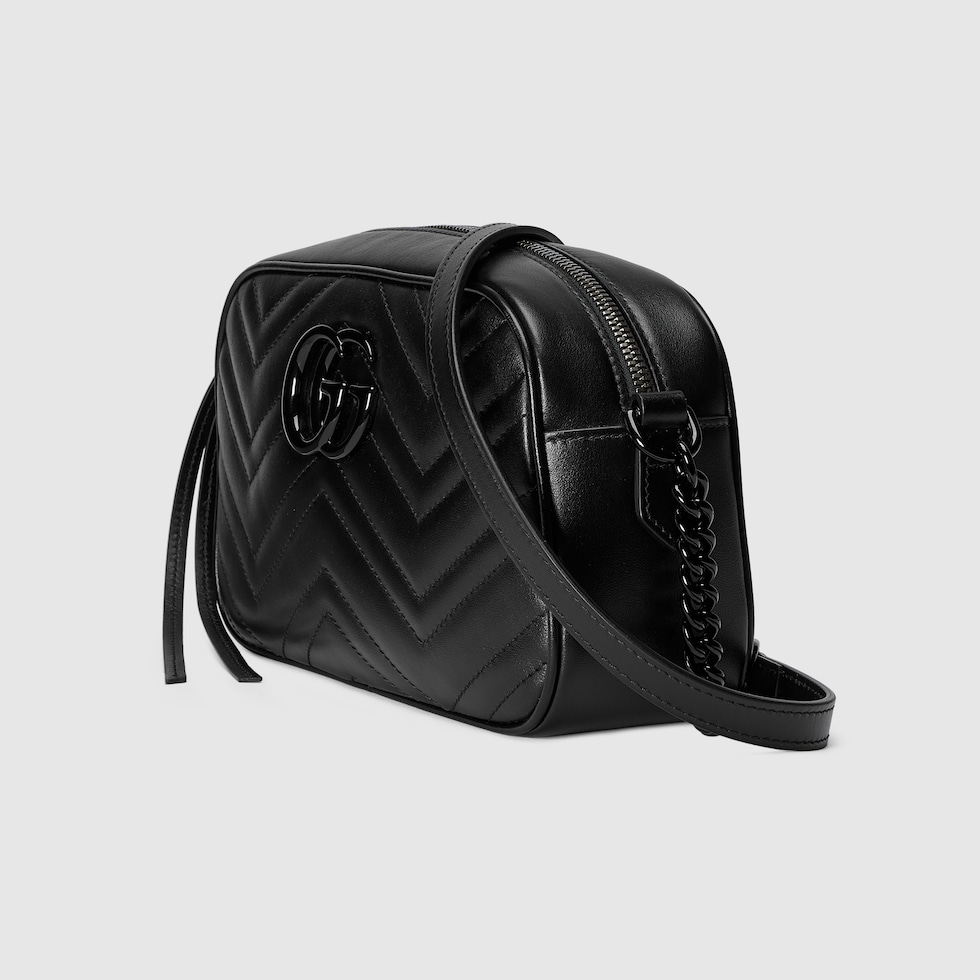 Sac a epaule GG Marmont petite taille en cuir noir GUCCI FR