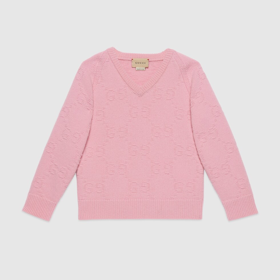 Children's GG wool jumper in pink | GUCCI® LU