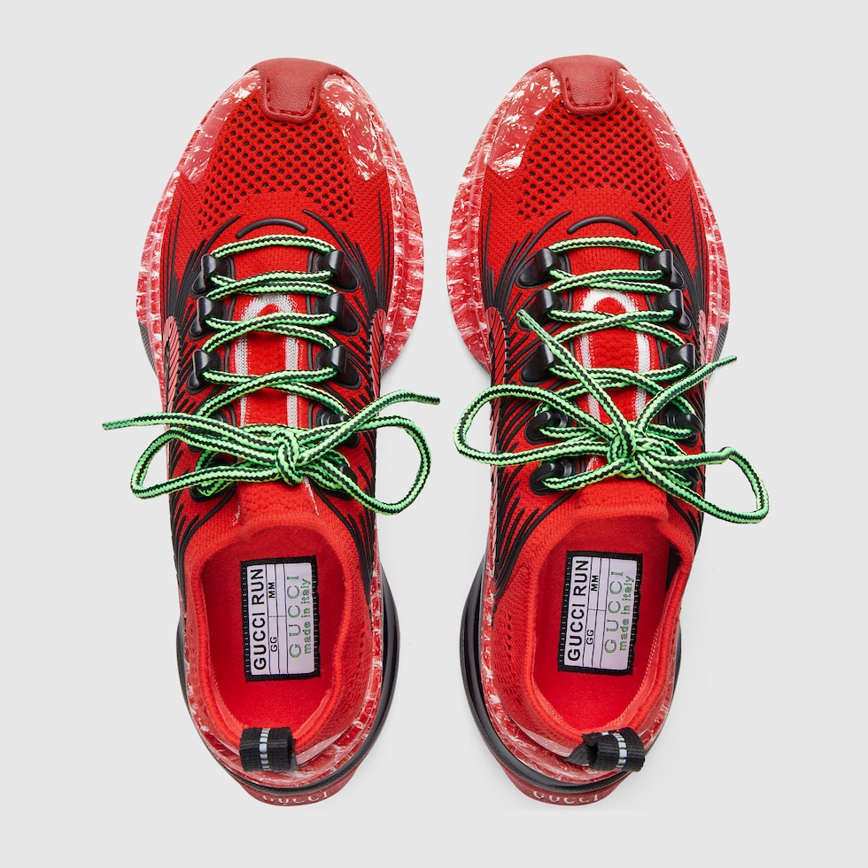Women's Gucci Run sneaker in red technical knit fabric Women's Gucci Run sneaker in red technical knit fabric