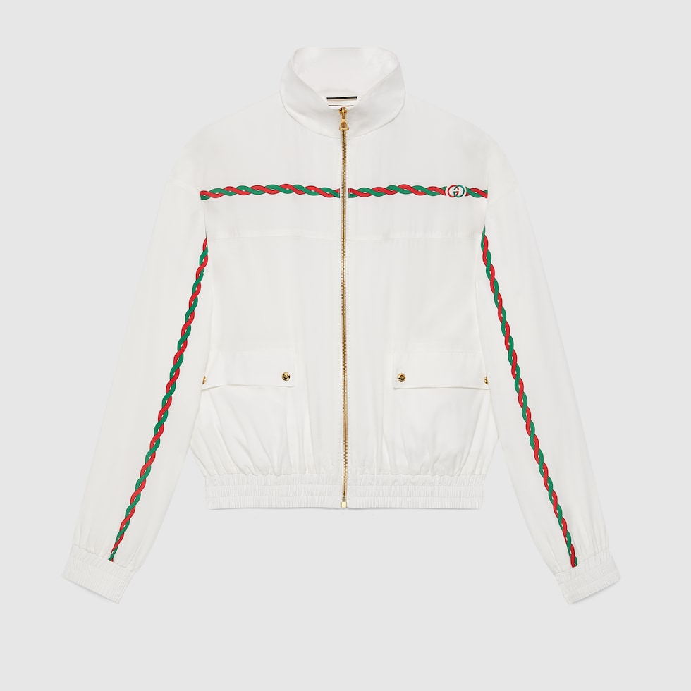 Viscose jacket with Interlocking G in white | GUCCI® MX