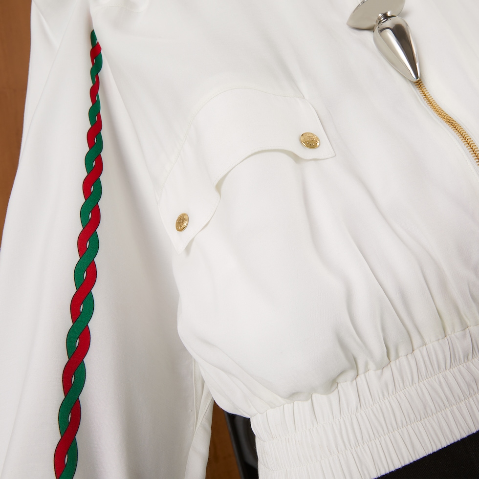Viscose jacket with Interlocking G in white | GUCCI® MX Viscose jacket with Interlocking G in white | GUCCI® MX