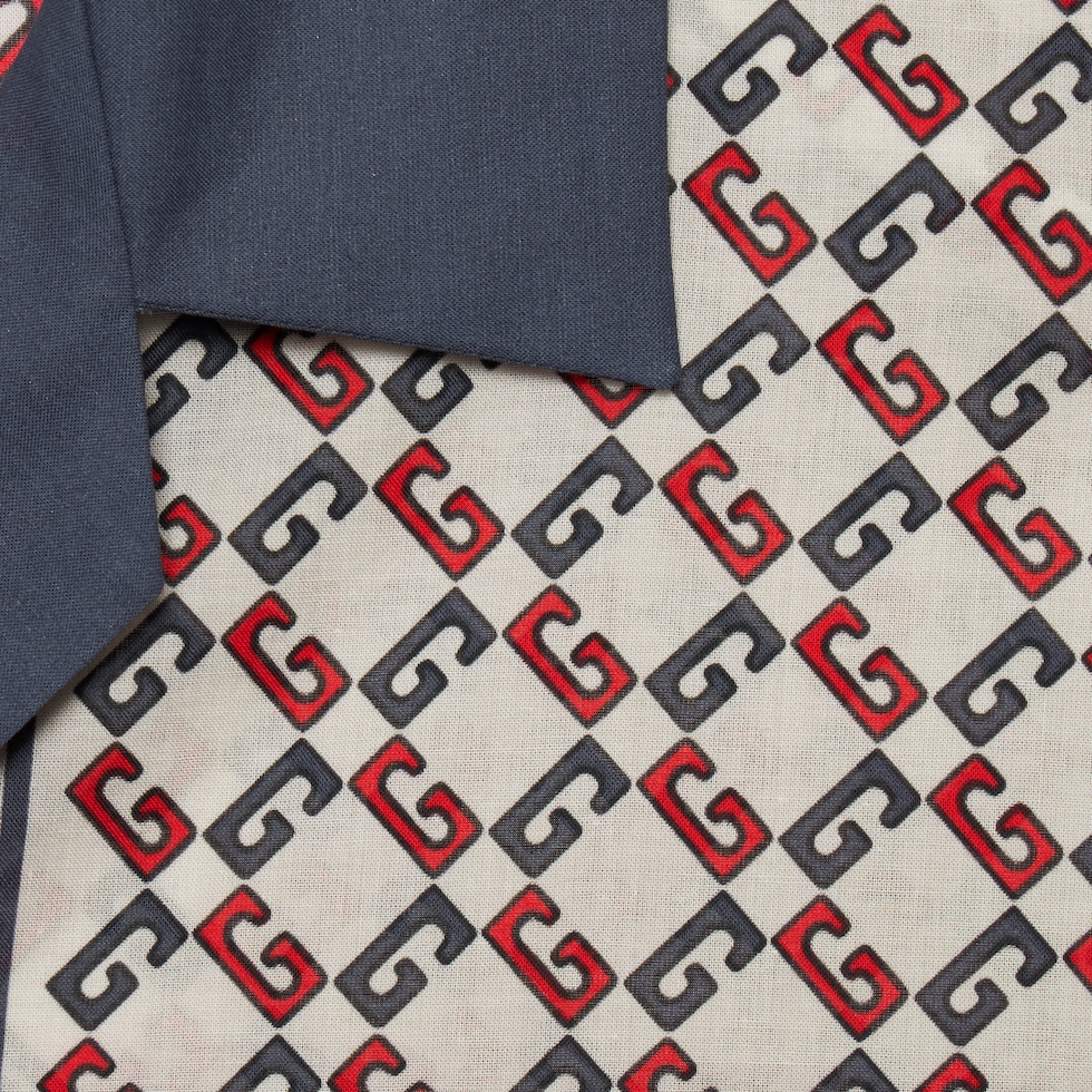 トップス GEOMETRIC G PRINT MUSLIN BOWLING SHIRT Geometric G print muslin bowling shirt in ivory | GUCCI® MX