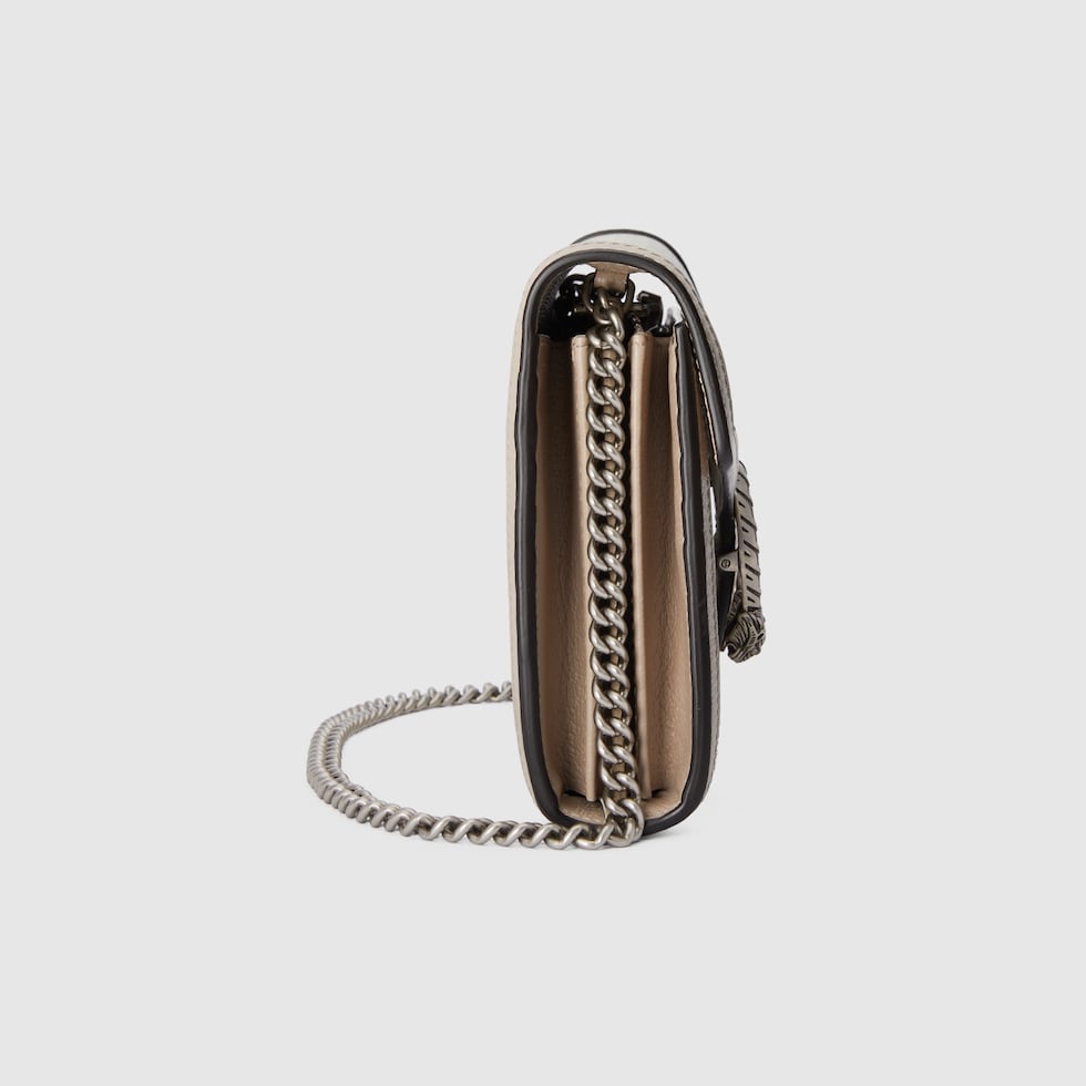 Dionysus wallet on chain in beige and white GG Supreme