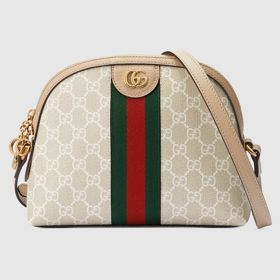 Ophidia small shoulder bag in beige and white canvas GUCCI Canada