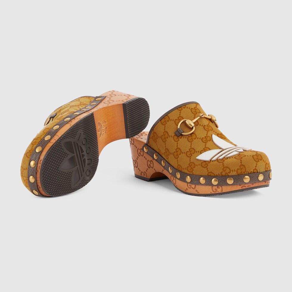 adidas x Gucci Women s Horsebit clog in brown and beige original GG GUCCI
