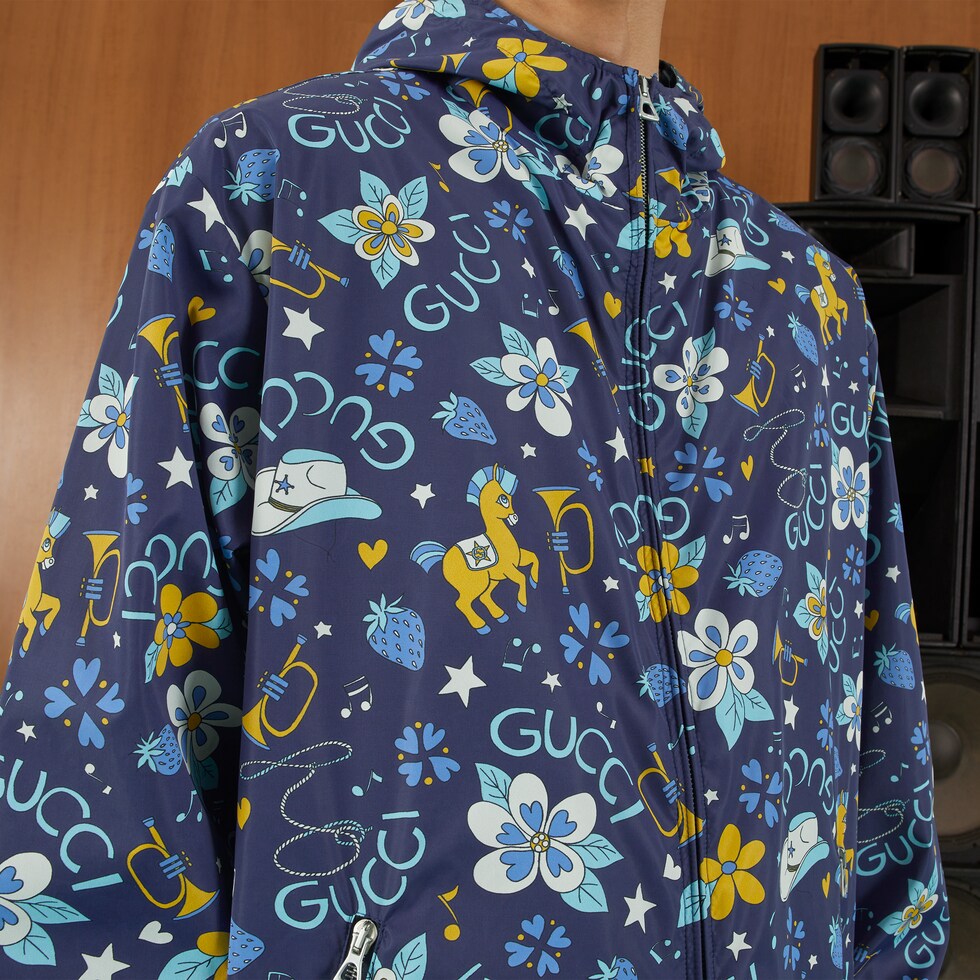 コート Gucci Gucci Horsebit Print Nylon Overcoat GUCCI - Horsebit Print Nylon Coat Gucci