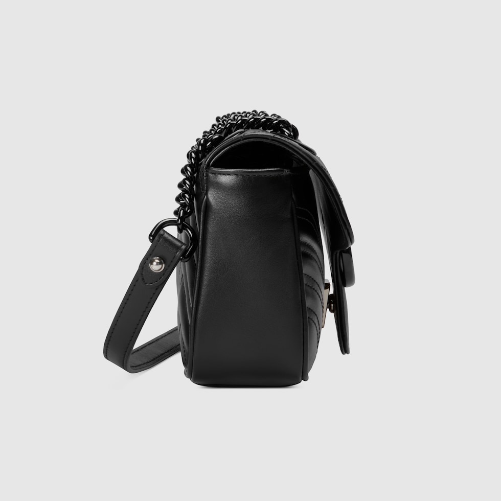 GG Marmont small shoulder bag in black leather | GUCCI® US