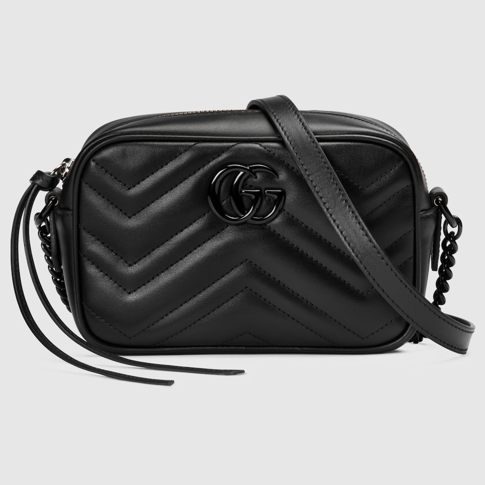 GG Marmont mini camera bag in black leather | GUCCI® US