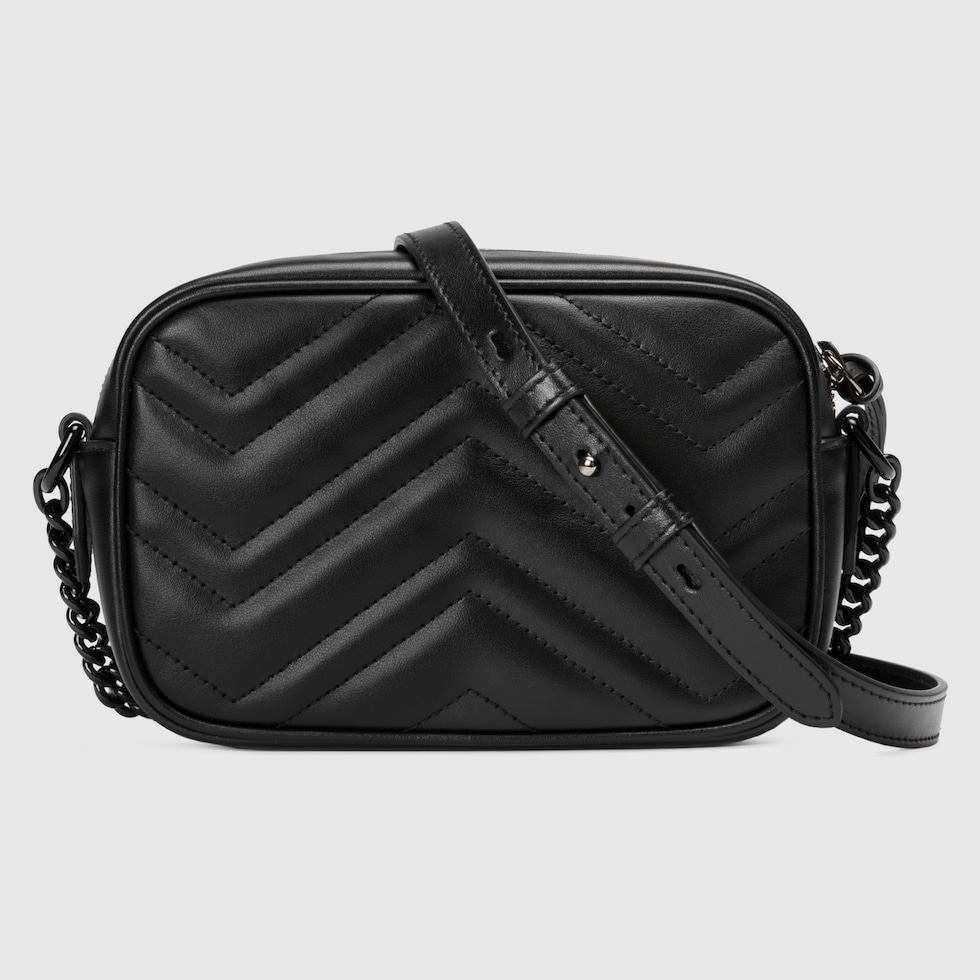 Mini borsa a spalla GG Marmont in pelle nera GUCCI Italia