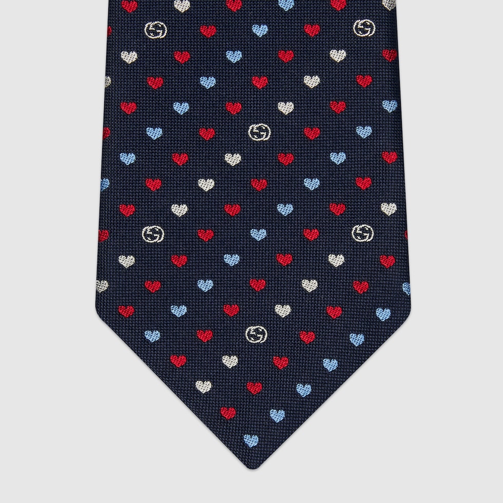 インターロッキングG＆ハート シルクジャカード ネクタイ