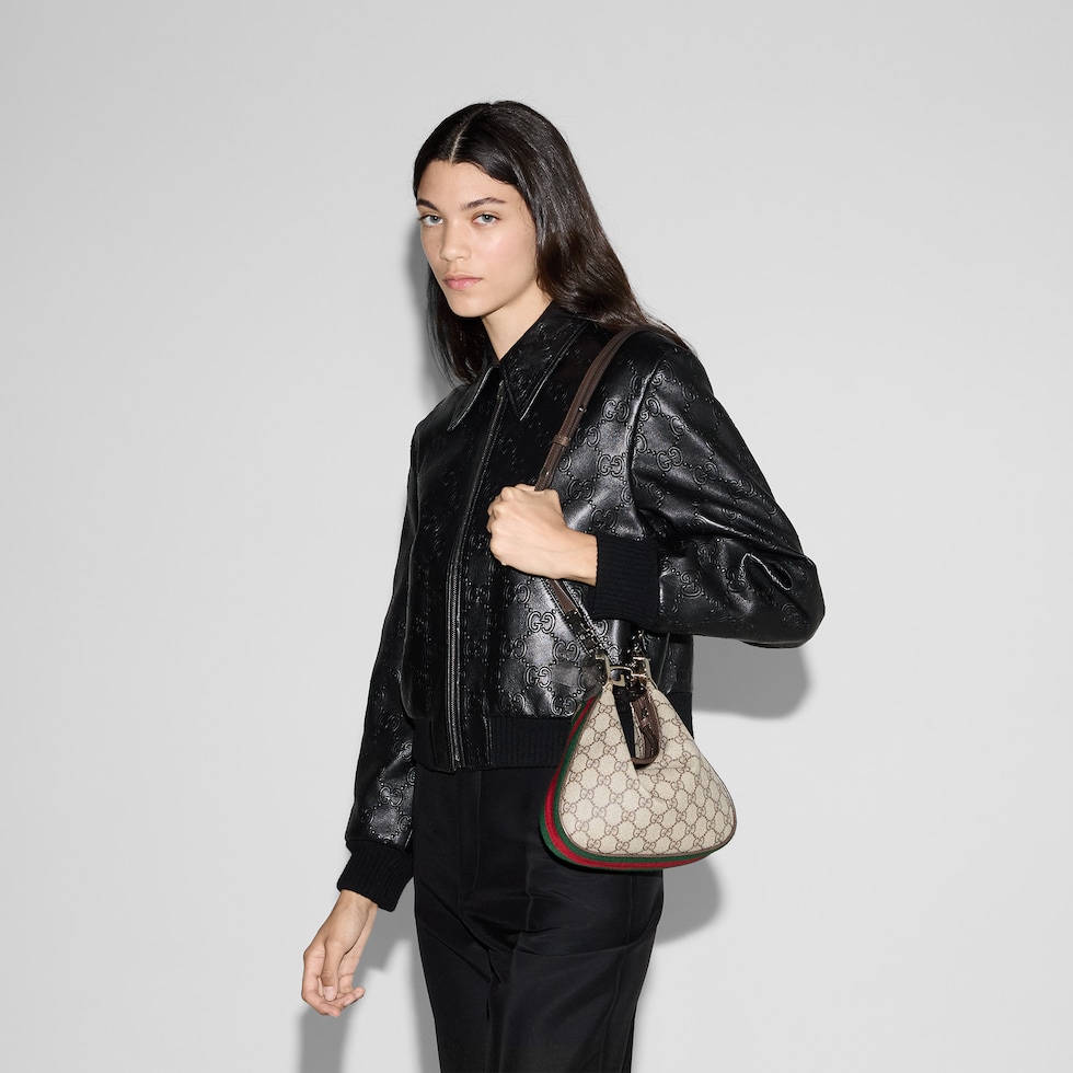 Gucci Attache small shoulder bag in beige and ebony Supreme 