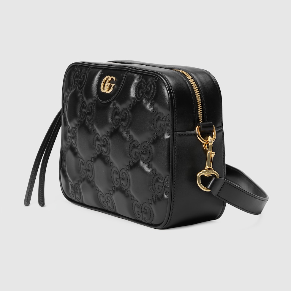 GG Matelasse small shoulder bag in black leather GUCCI US