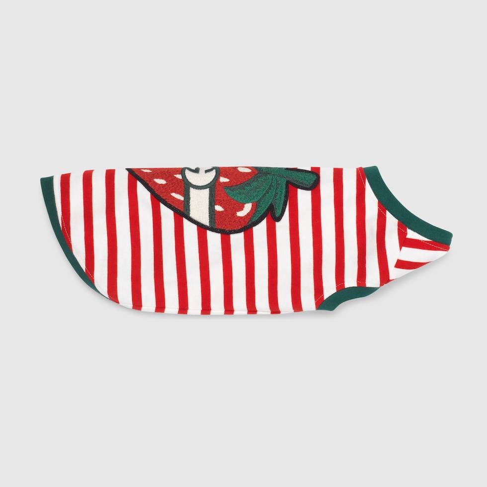 Pet cotton striped T-shirt in red and white | GUCCI® US