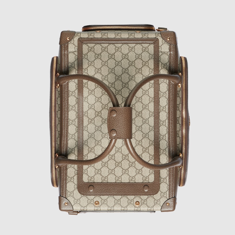Small GG pet carrier with  in beige and ebony Supreme GUCCI® Canada