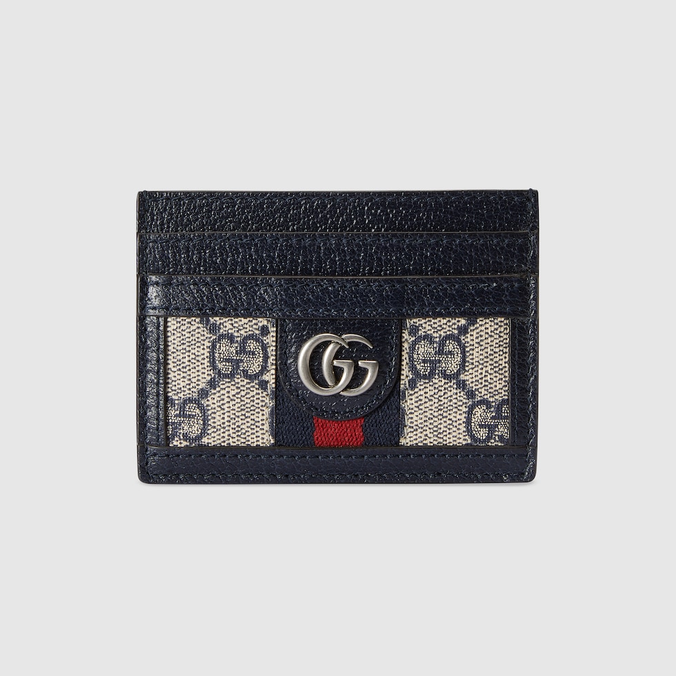 Ophidia card case in beige and blue Supreme GUCCI US