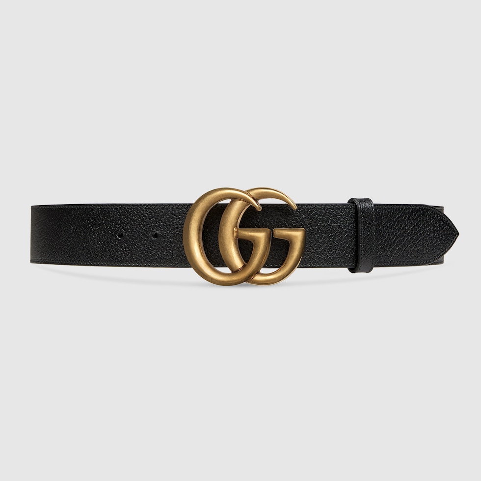 GUCCI】ダブルG バックル レザー ベルト ブラック メンズ レディース-