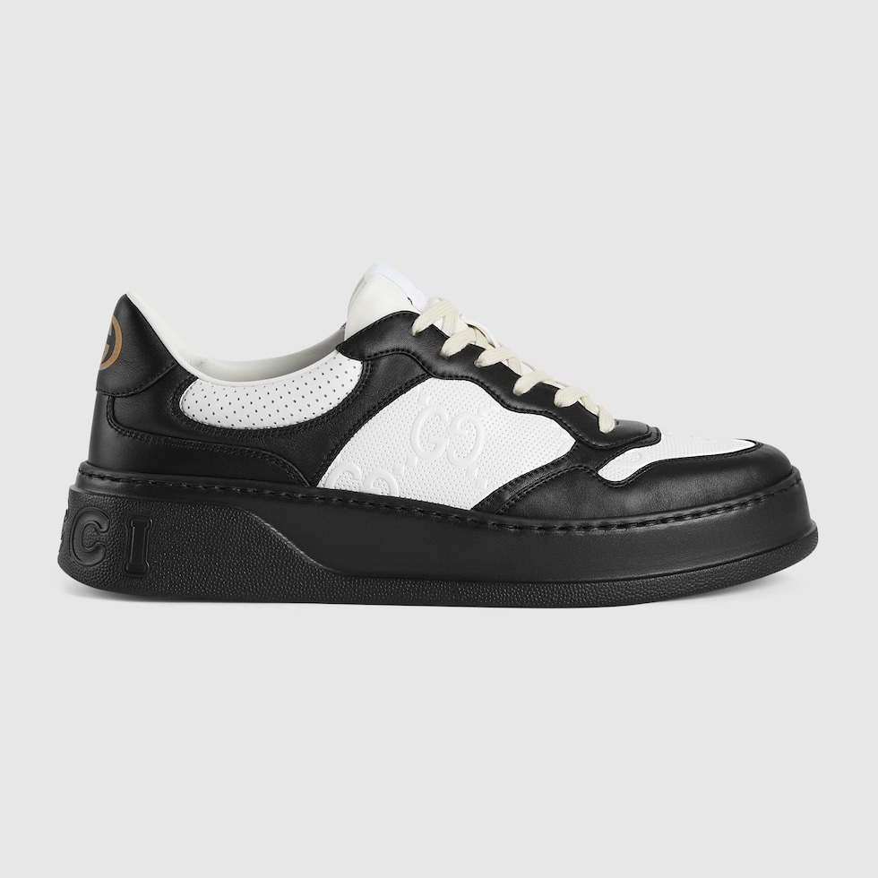 Gucci calfskin sneakers black on sale white