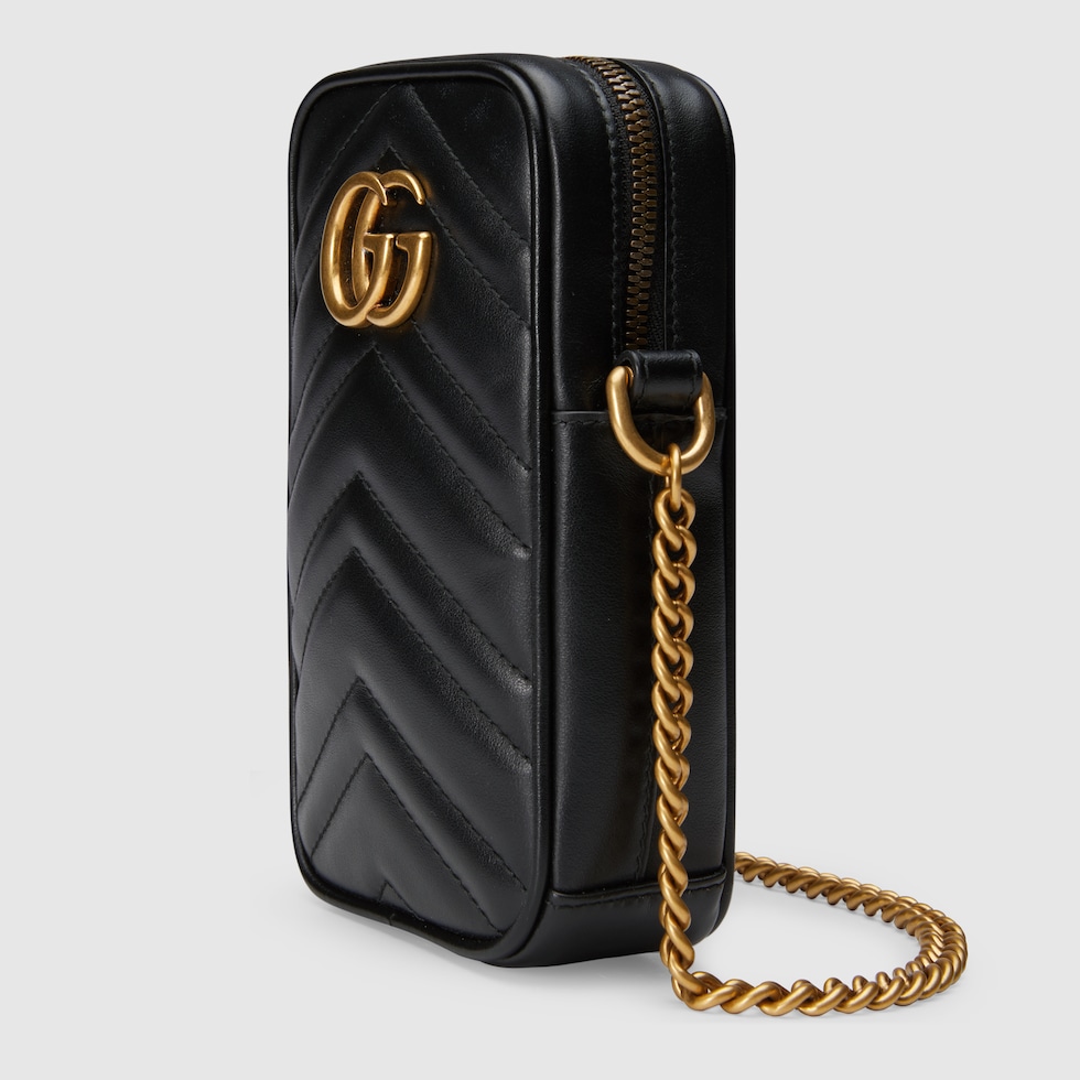 【GUCCI】GG MARMONT CHAIN MINI BAG GG Marmont mini bag in black leather | GUCCI® US
