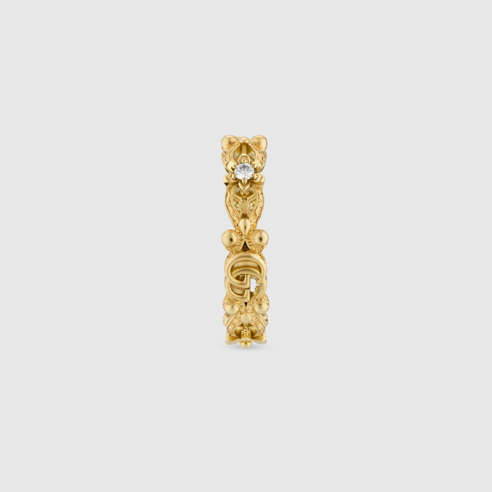 グッチ フローラ〕オンライン限定 ダイヤモンド付き 18K リング