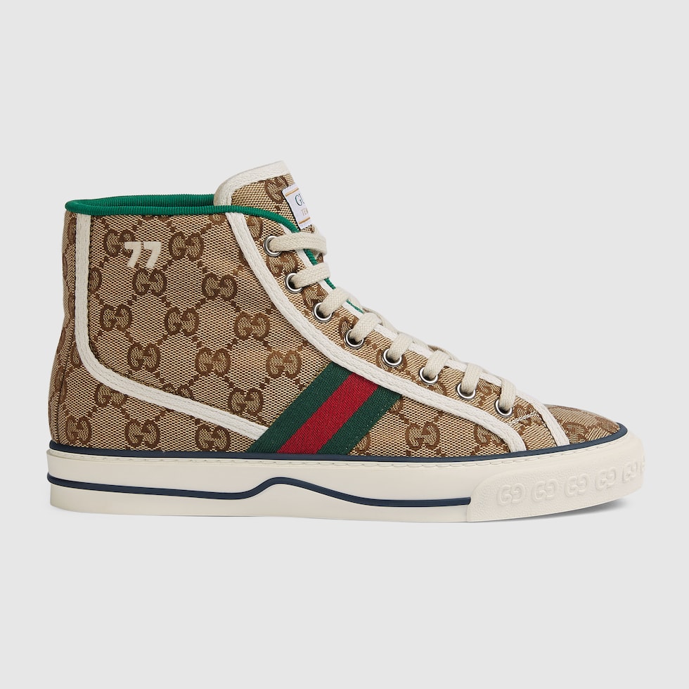 Gucci Women's GG High Top Sneaker, Beige, GG Canvas