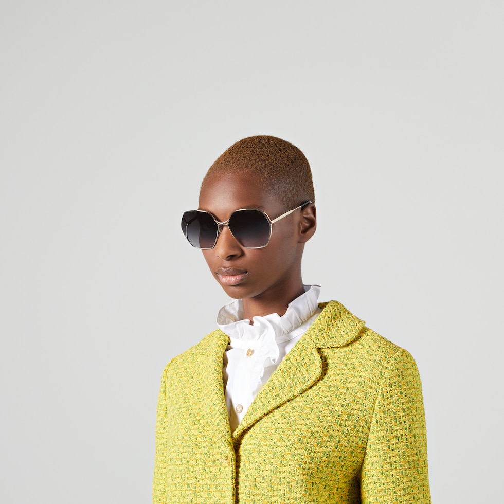 GUCCI サングラス　レディース　アジアンフィット　GGゴールドハート　美品 642998_I3330_8012_003_100_0000