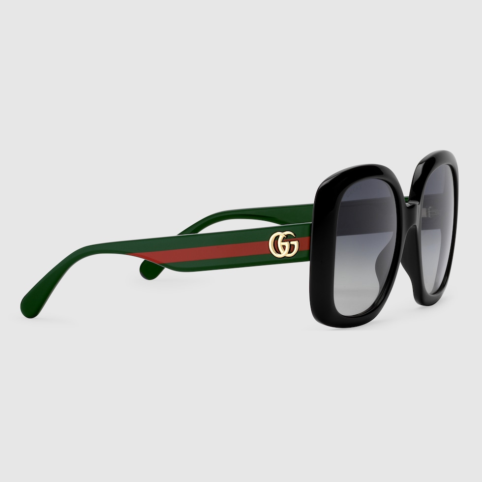 サングラス GUCCI Square sunglasses Square sunglasses with Web in black injection | GUCCI® US