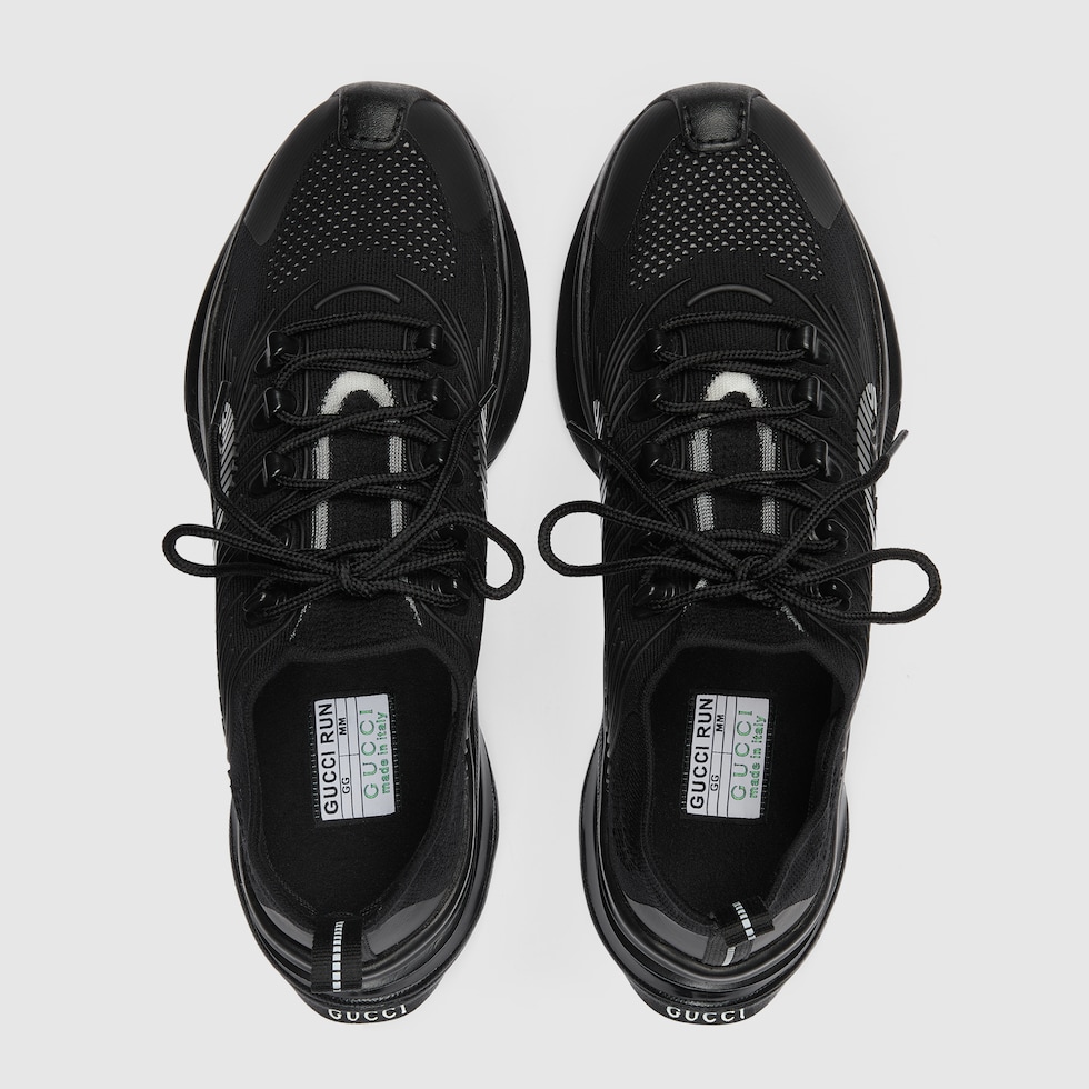 Men's Gucci Run trainer in black fabric | GUCCI® SG