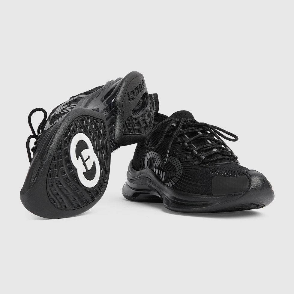 Men's Gucci Run trainer in black fabric | GUCCI® SG
