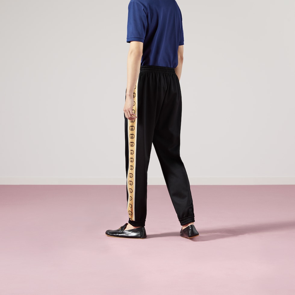 Black Cargo-pocket cotton-jersey track pants, Gucci