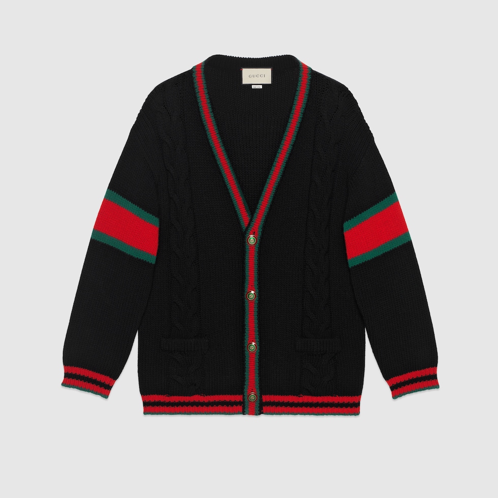 美品 SS23 GUCCI グッチ オーバーサイズ ケーブルニット カーディガン-