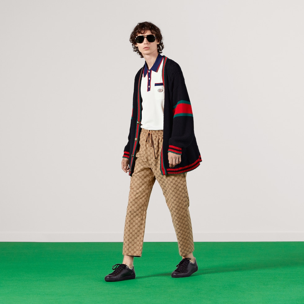 GG canvas track bottoms in camel/ebony GG canvas | GUCCI® US