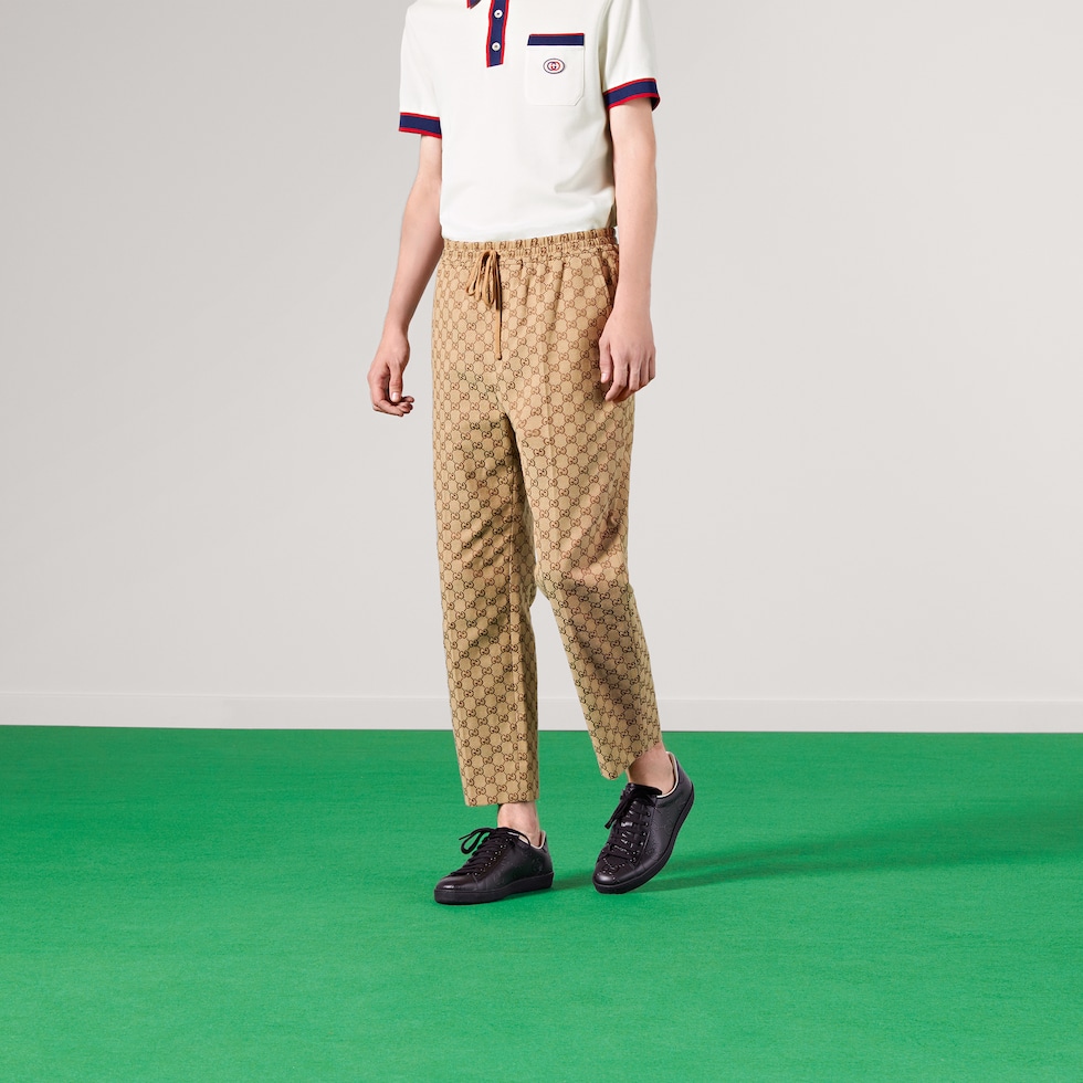 GGキャンバス ジョギングパンツ ・キャメル/エボニー GG