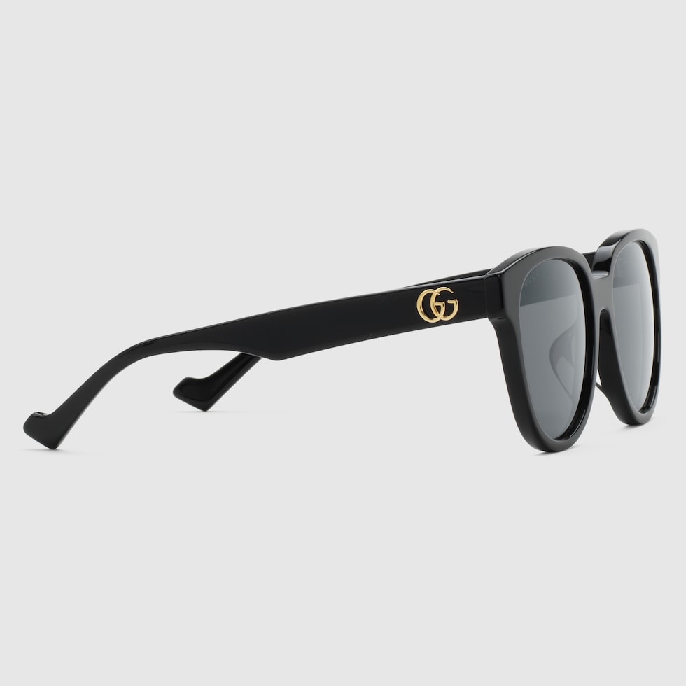 Specialized fit round-frame sunglasses in black acetate