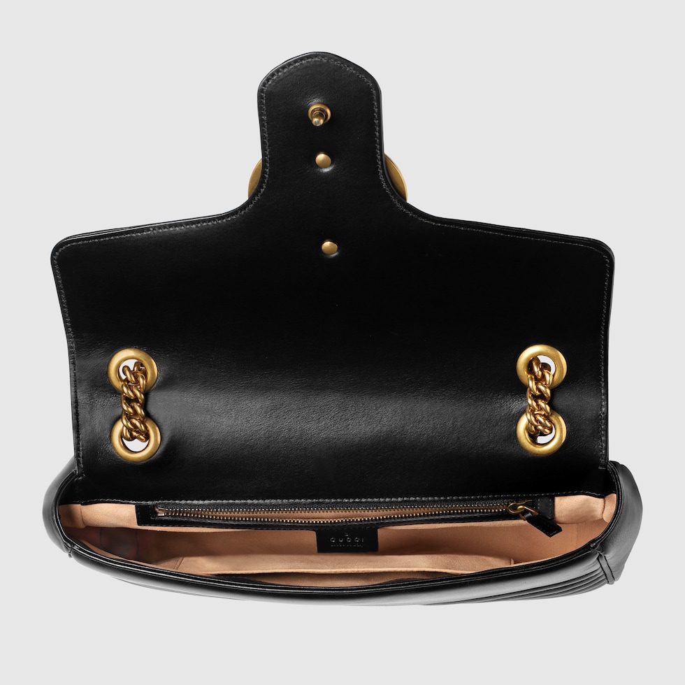 Sac a epaule taille moyenne a motif GG Marmont en cuir noir GUCCI FR
