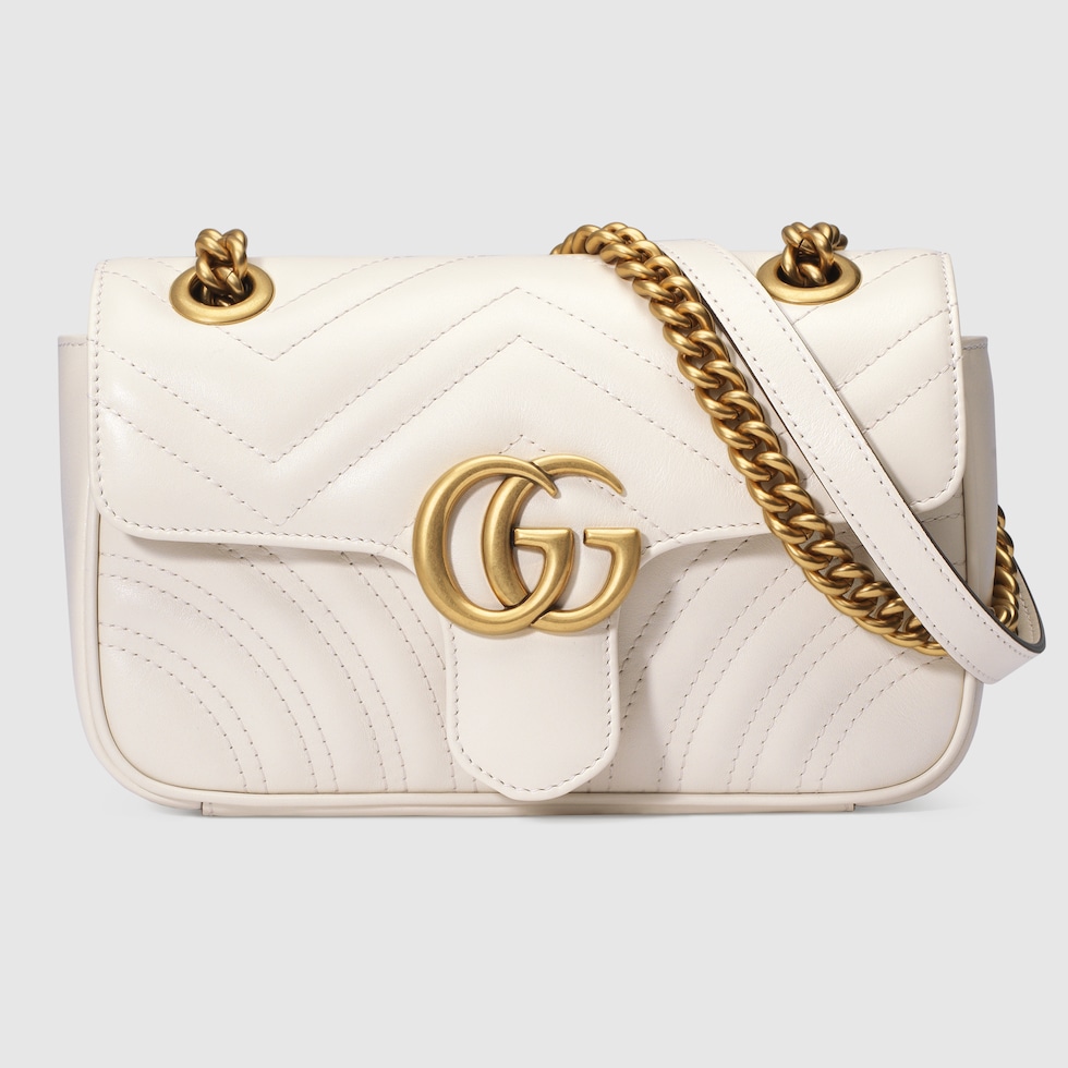 Mini borsa GG Marmont matelasse in pelle bianca GUCCI CH