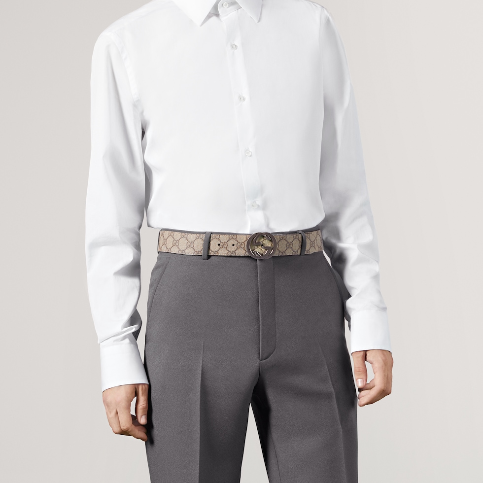 リバーシブル レザー ベルト（インターロッキングG バックル） ・GG