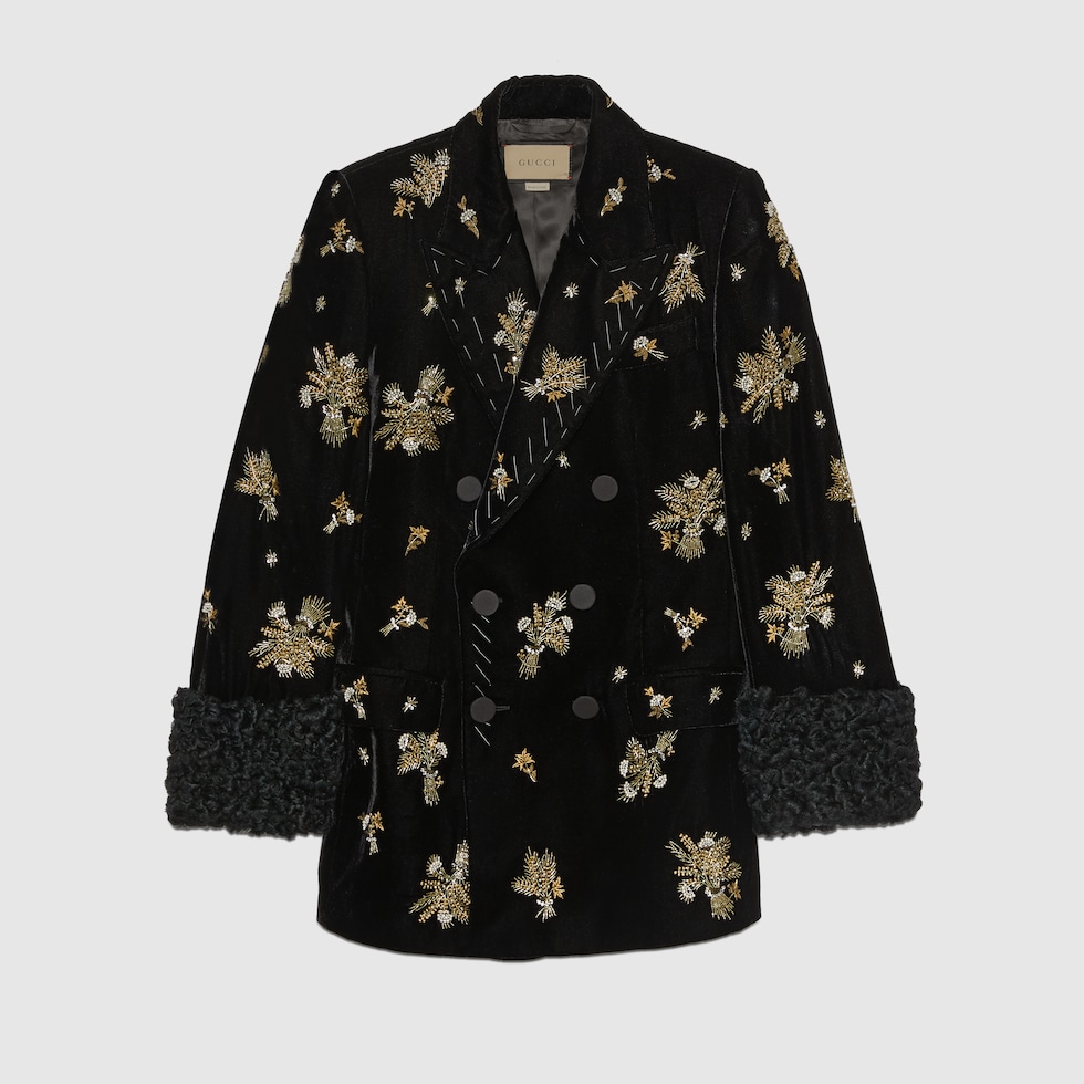 GUCCI ブラック ベルベット ジャケット GG velvet jacket in black | GUCCI® US