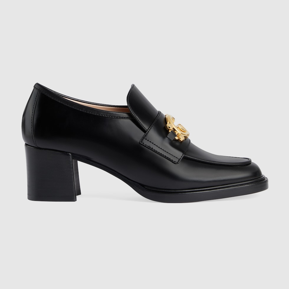 Women's loafer with Interlocking G in black leather GUCCI® PT